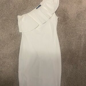 Lulu's Chic White One-Shoulder Dress